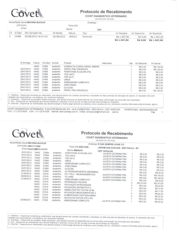 internacao e exames Andarilho